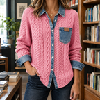 Amelie Cable Knit Cardigan - Pink