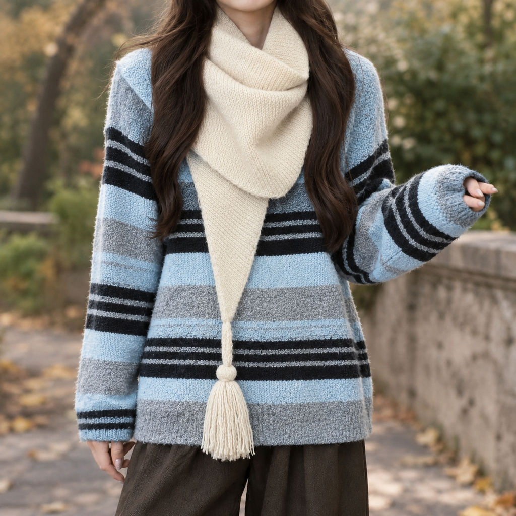 Rhea Striped Sweater Set - Blue