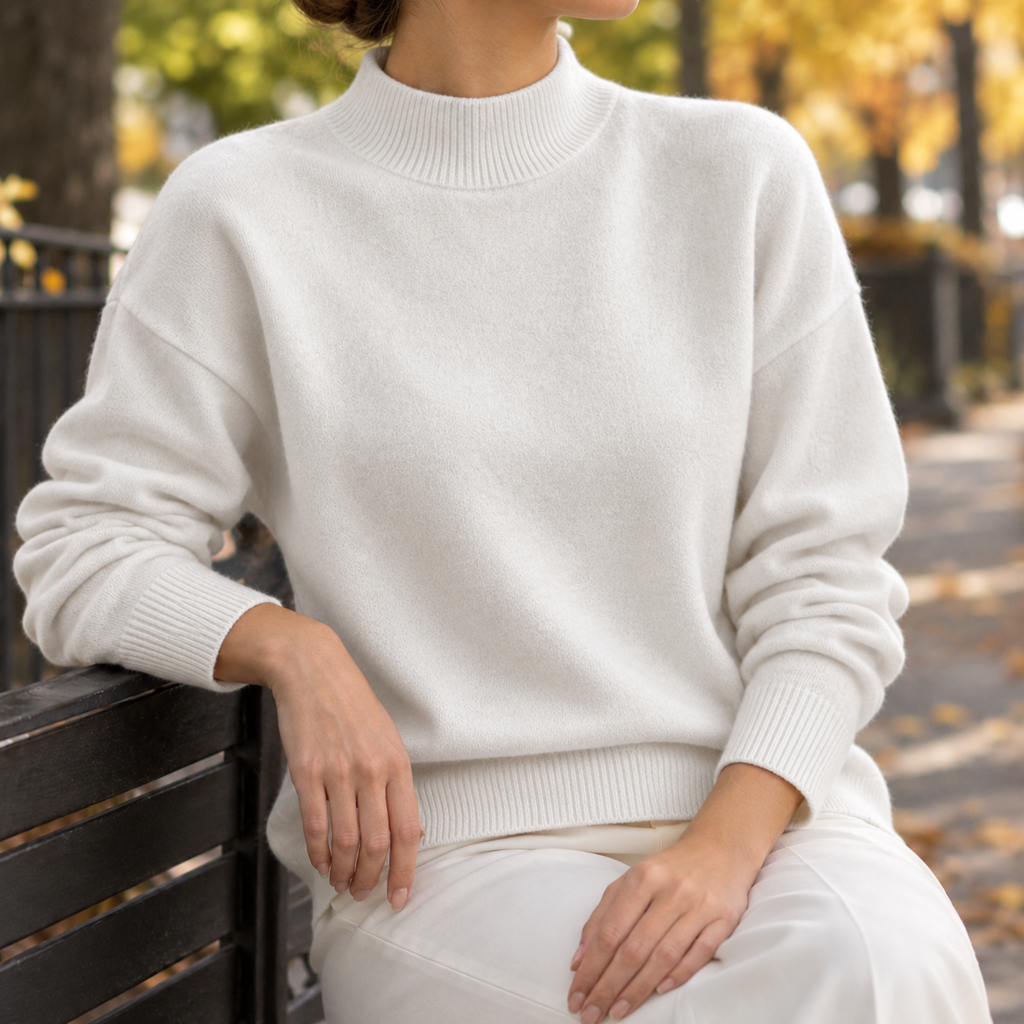 Natalia Mock Neck Sweater - White