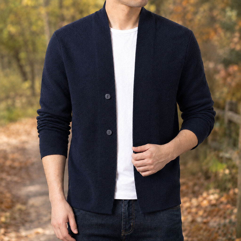 Marco V-Neck Cardigan - Navy Blue