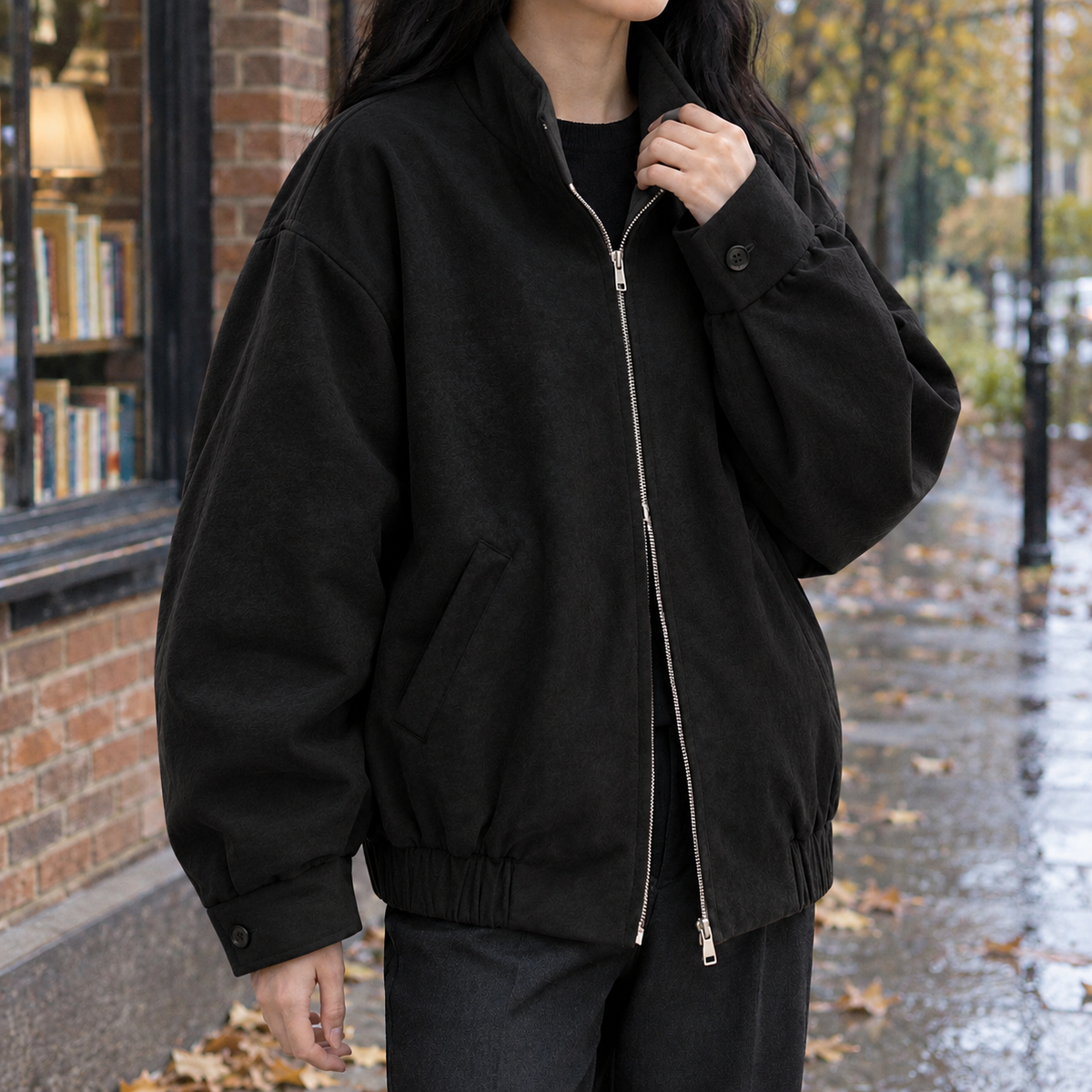 Eleanora Oversized Bomber Jacket - Black