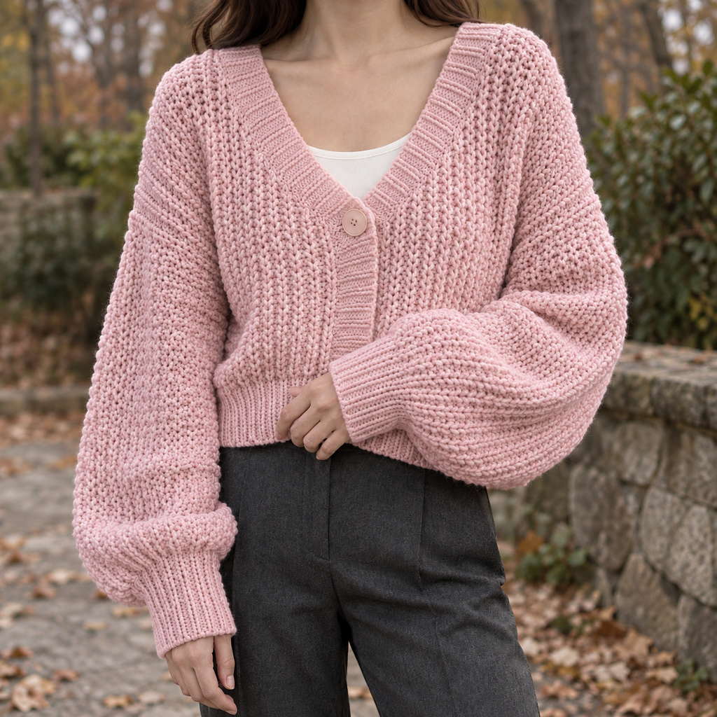 Yolande Chunky Cardigan - Pink