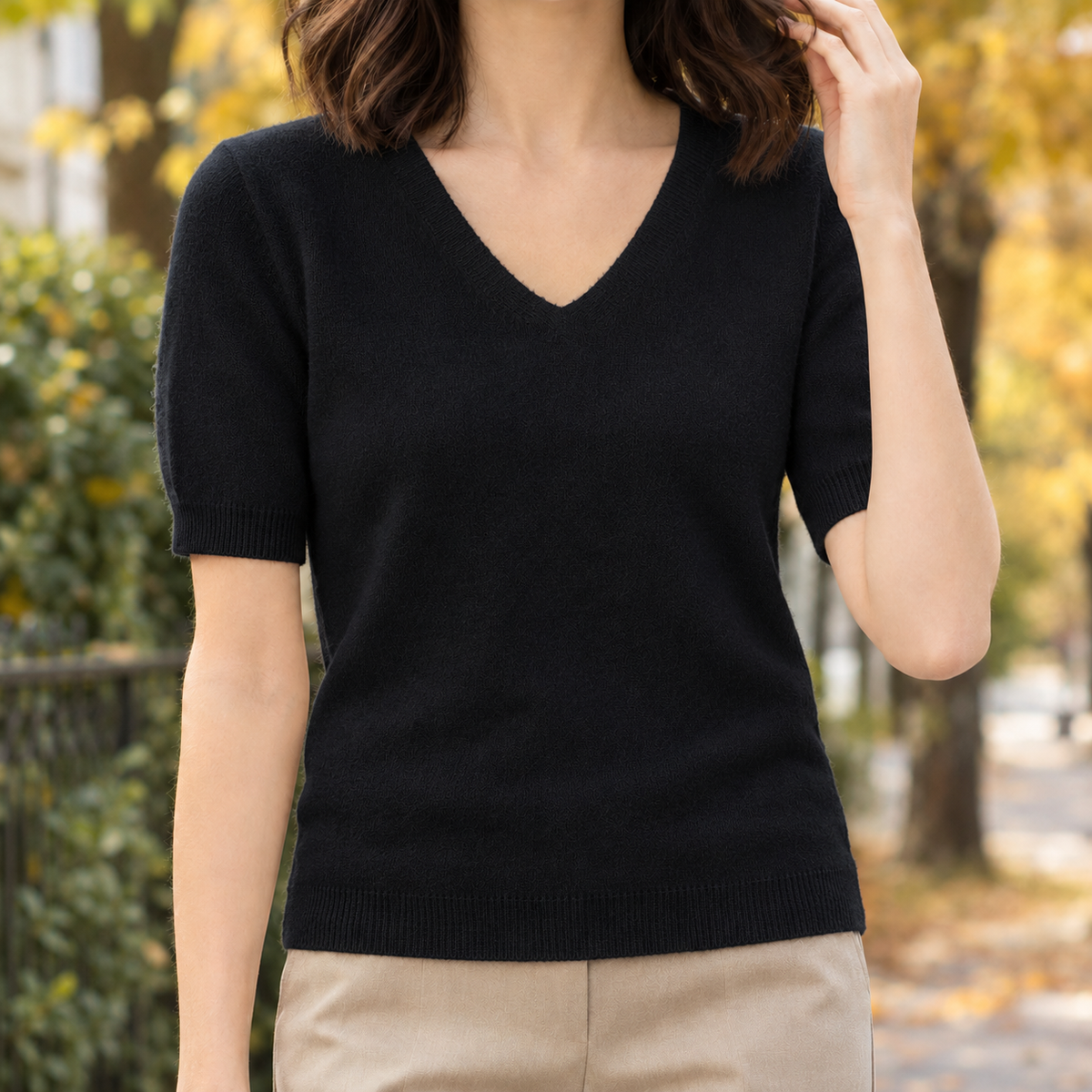 Leah V Neck Sweater - Black