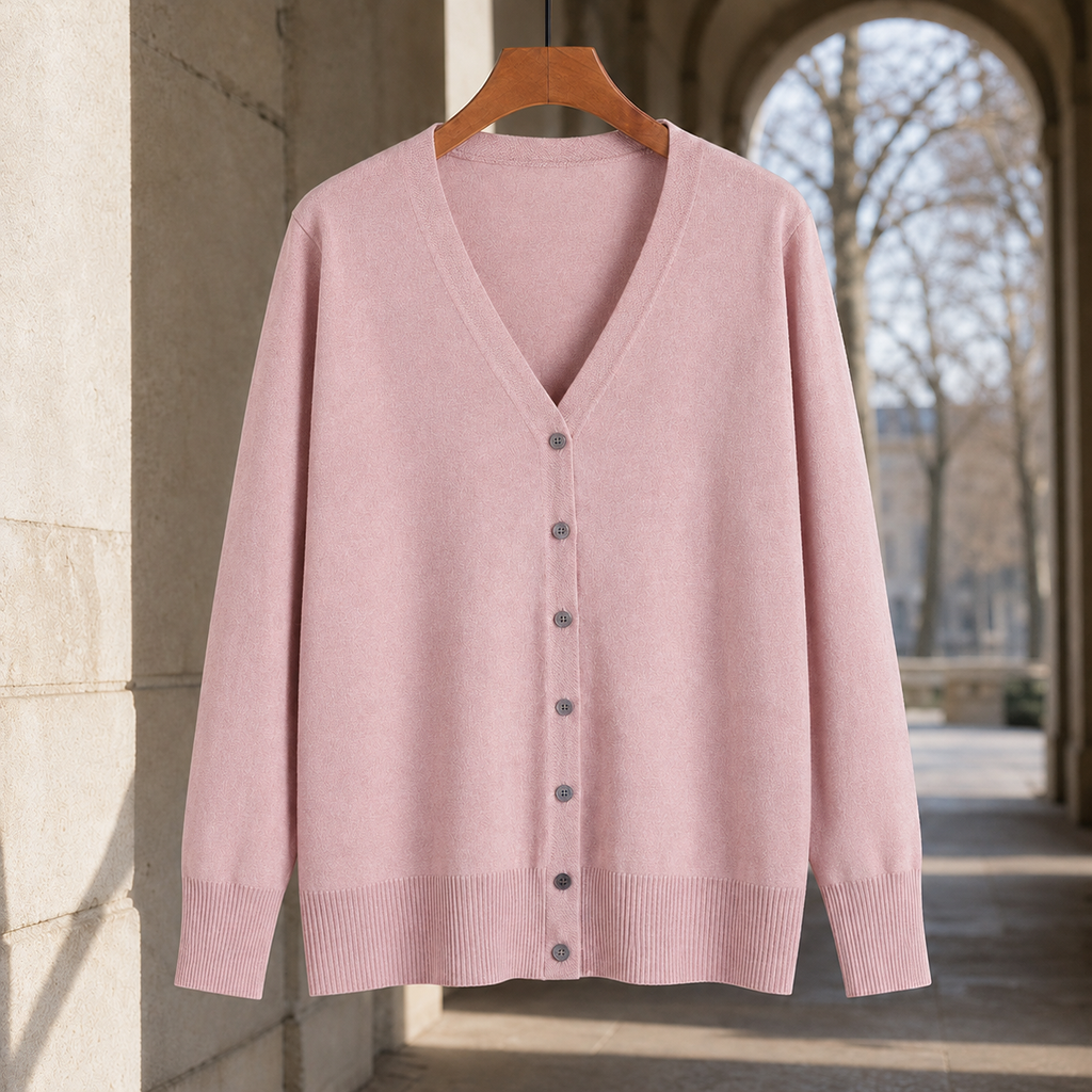 Mara V Neck Cardigan - Pink