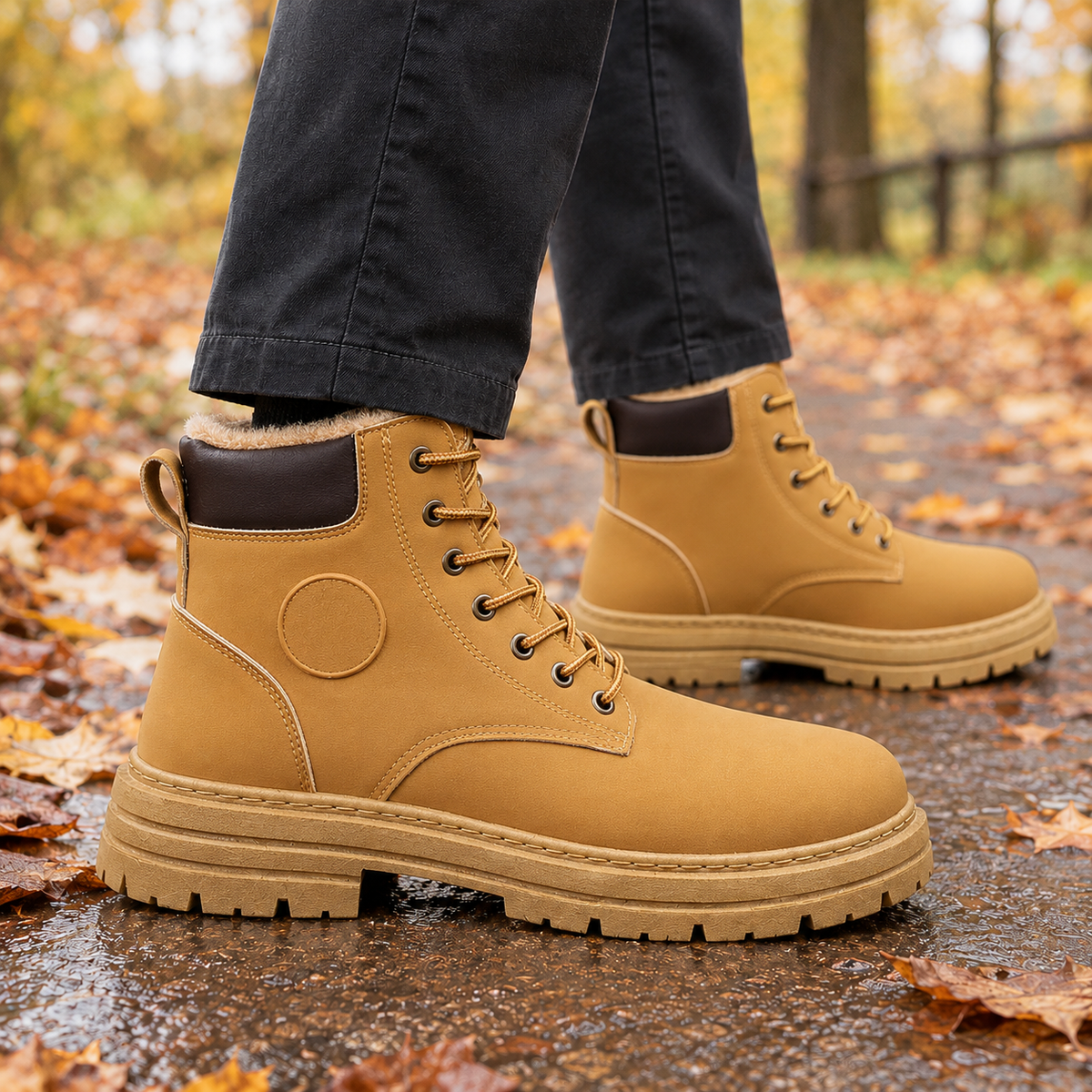 Valente Lug Sole Boots - Khaki