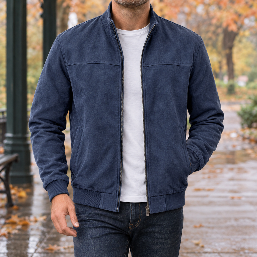 Remy Suede Look Jacket - Navy Blue