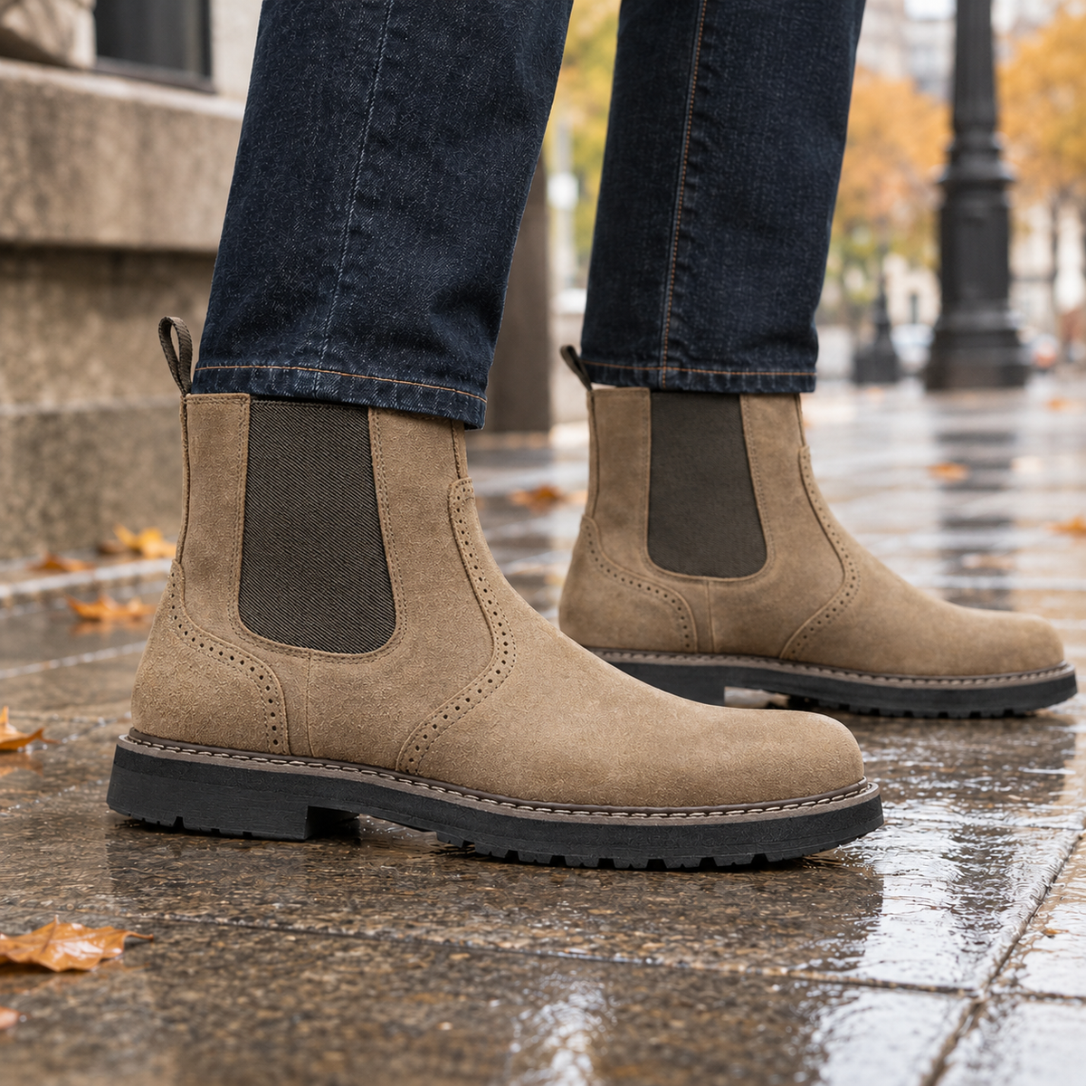 Blake Brogue Chelsea Boots - Khaki