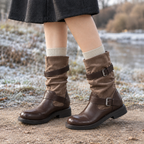 Capri Buckled Boots - Brown Single Lining