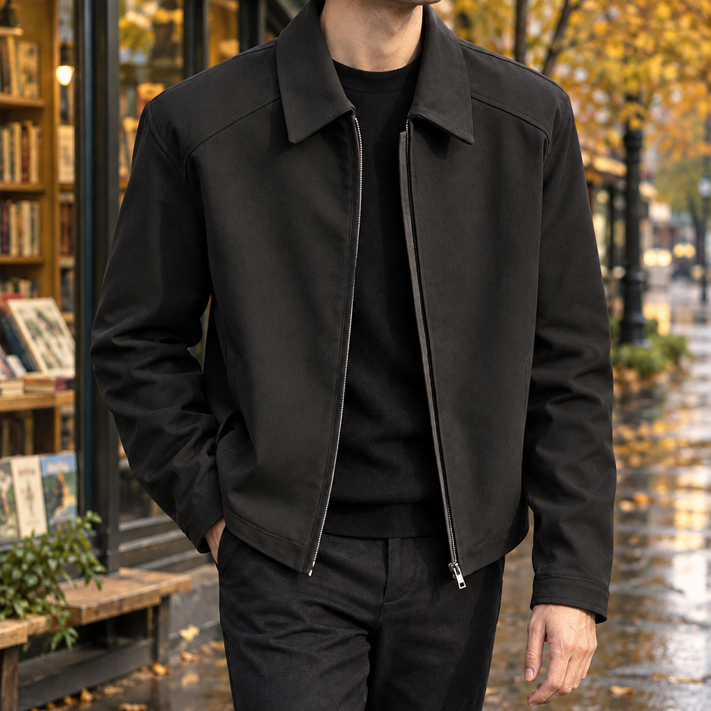 Leopold Lapel Zip Jacket - Black