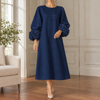 Bianca Floral Cuff Dress - Navy Blue