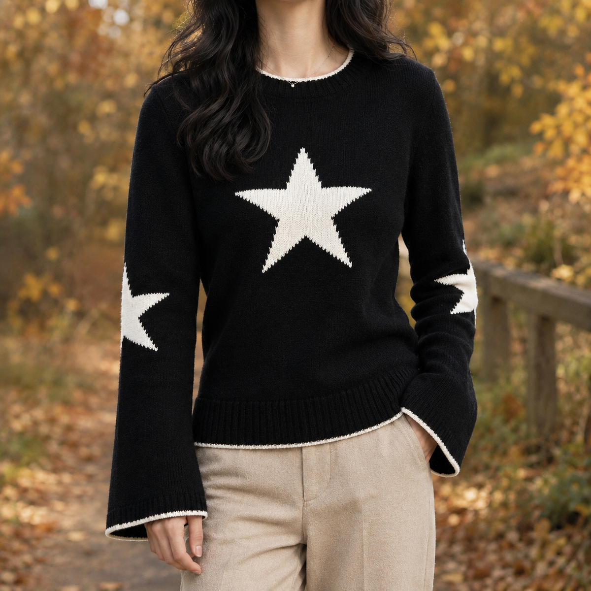 Jocasta Star Knit Sweater - Black