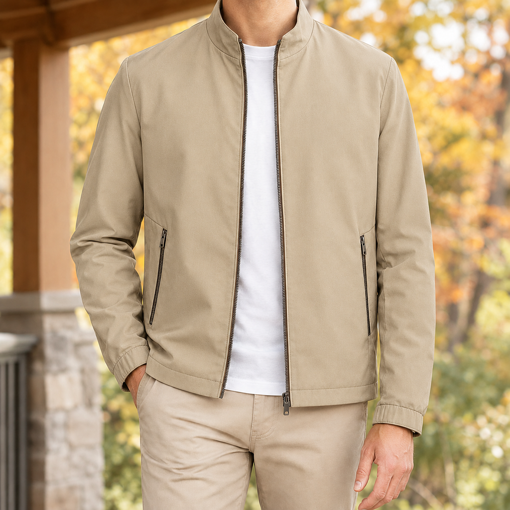 Nathan Stand Collar Jacket - Khaki
