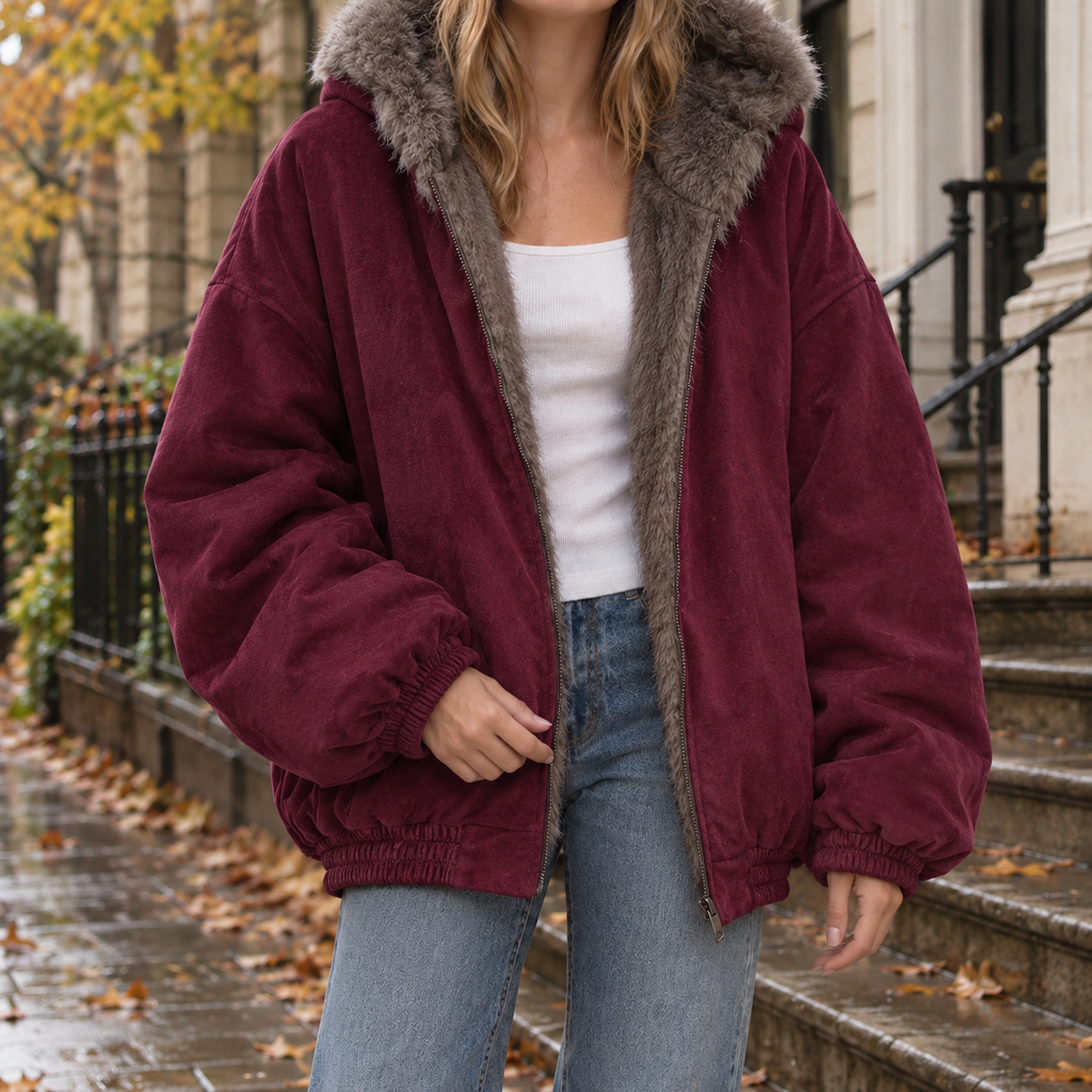 Marianne Reversible Suede Jacket - Burgundy