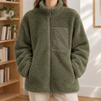 Serena Teddy Jacket - Army Green