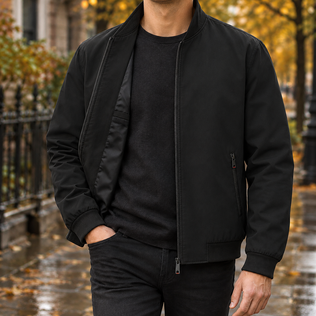Aurelien Stand Collar Jacket - Black