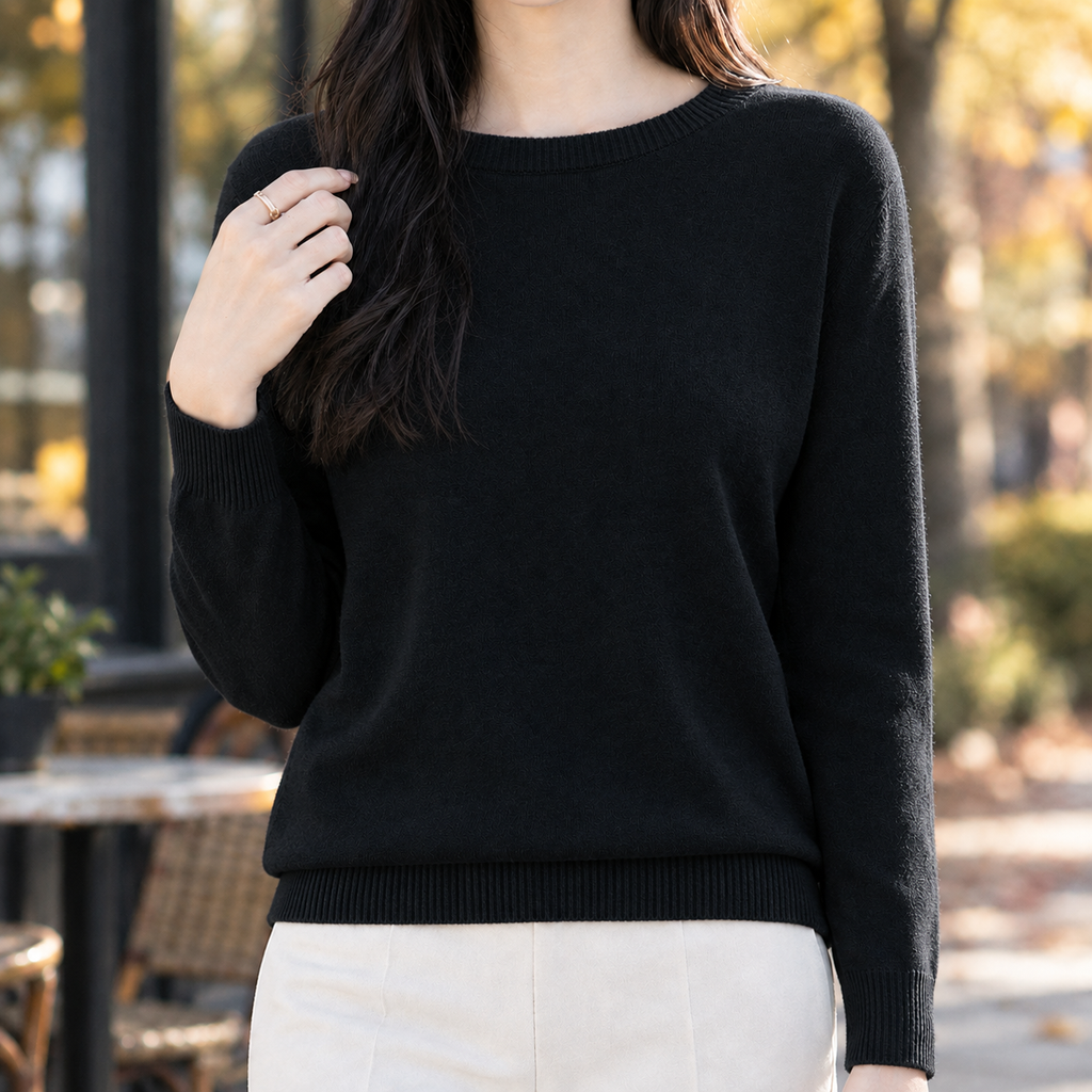 Aurelia Crew Neck Sweater - Black