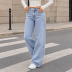 Ysabel Wide Leg Pants - Light Blue