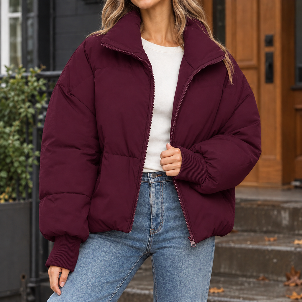 Elodie Puffer Jacket - Burgundy