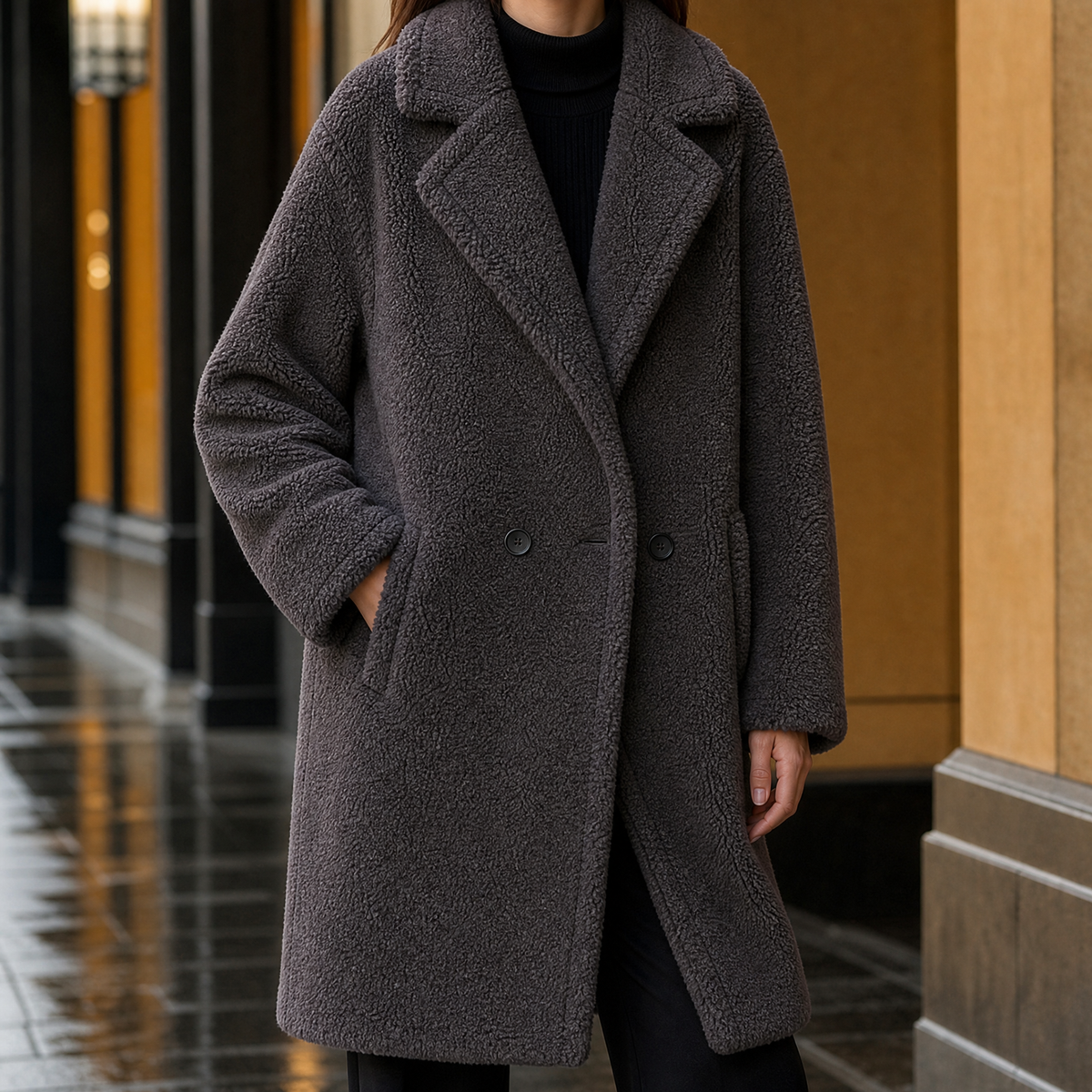 Florence Teddy Coat - Space Gray