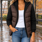 Nadia Colorblock Puffer Jacket - Brown