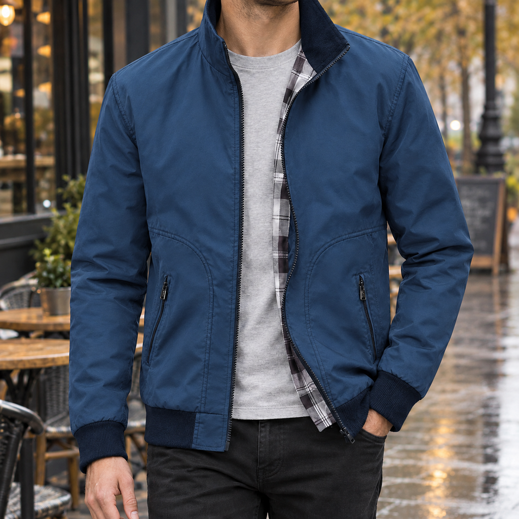 Aubin Stand Collar Jacket - Blue