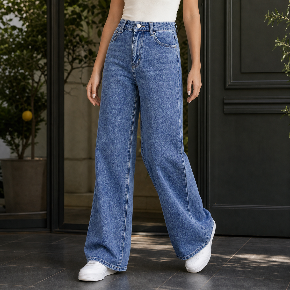 Alessia Wide Leg Jeans - Vintage Blue