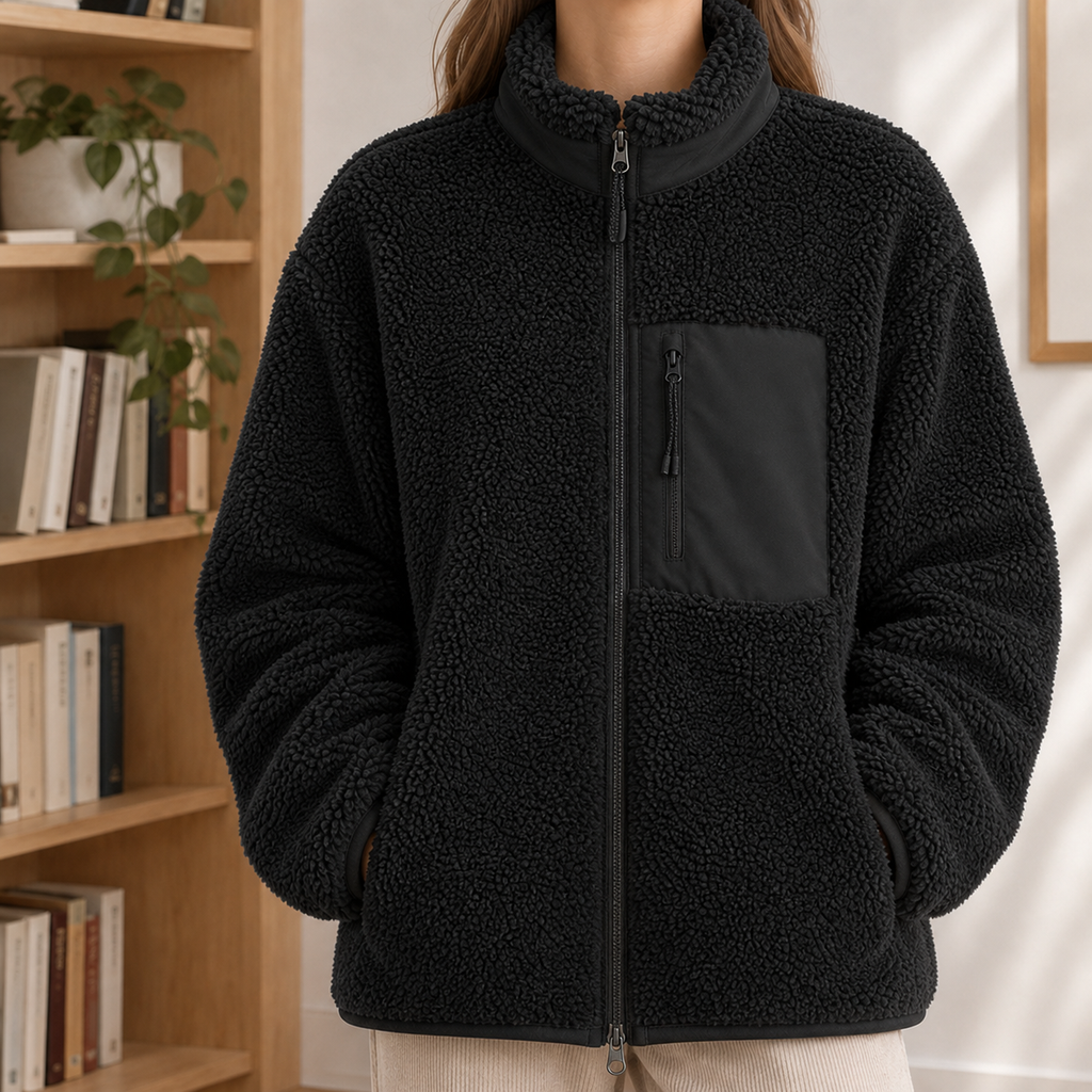 Serena Teddy Jacket - Black