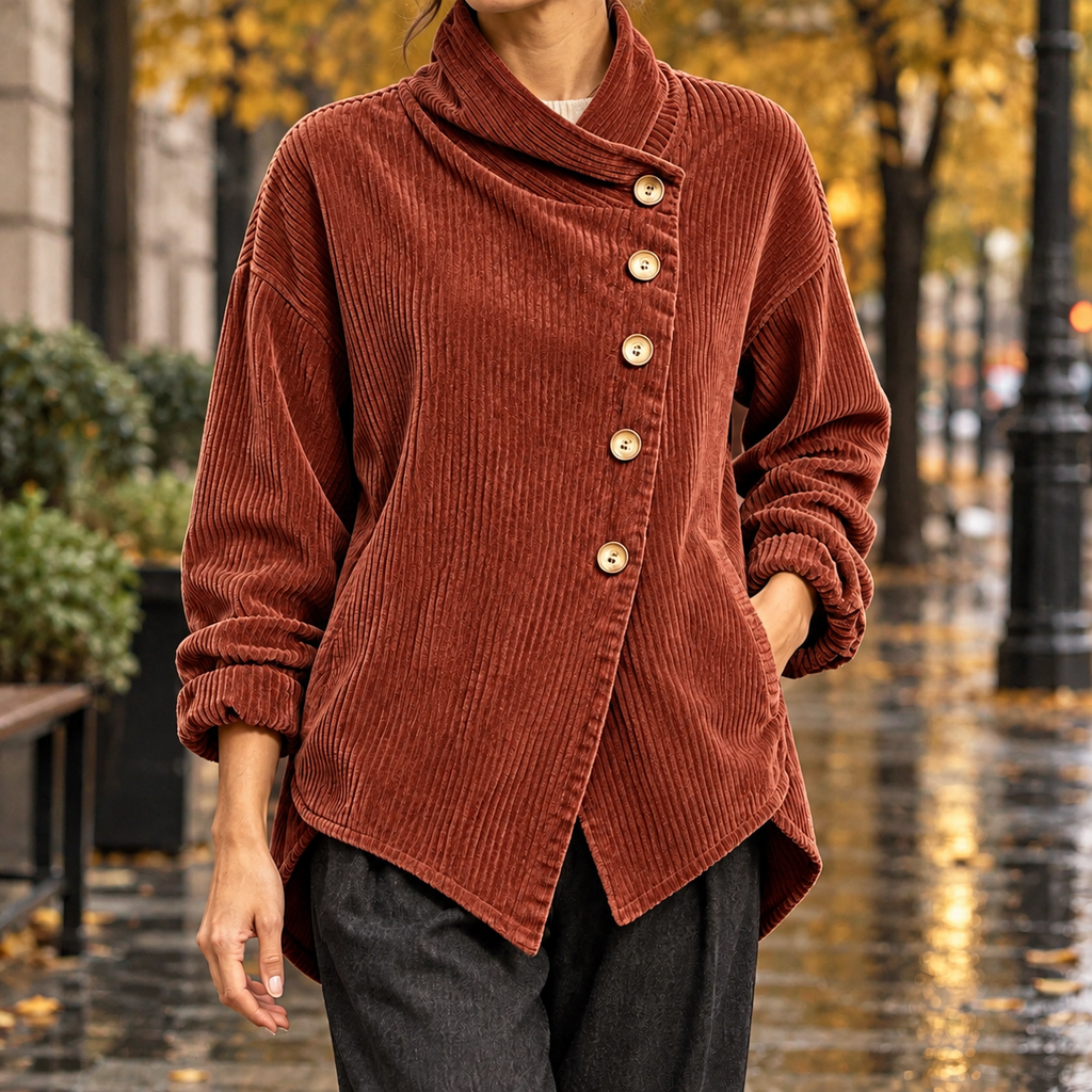 April Asymmetric Jacket - Brick Red