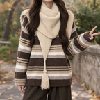 Rhea Striped Sweater Set - Khaki