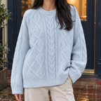 Giulia Cable Knit Sweater - Light Blue