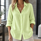 Daphne Linen Blend Shirt - Matcha Green