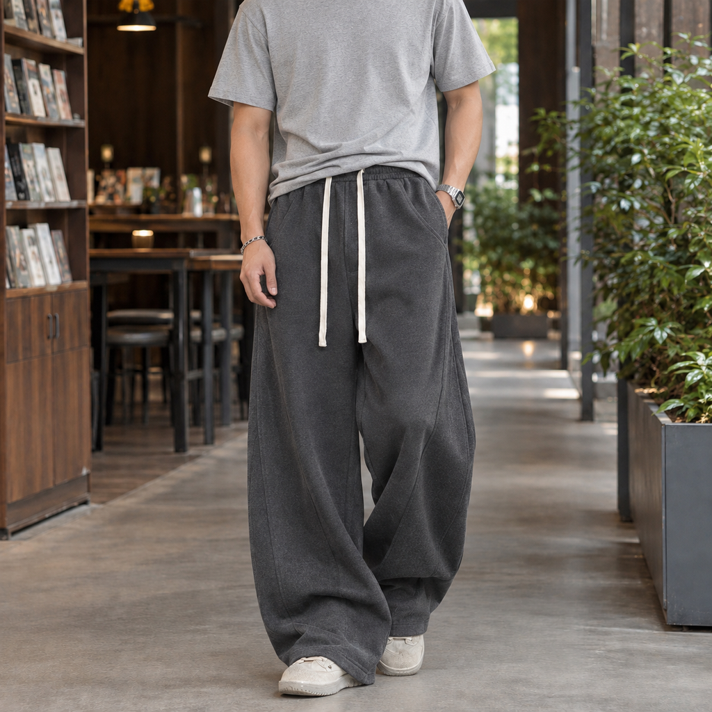 Florian Wide-Leg Pants - Dark Gray