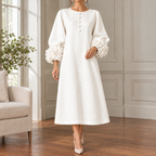 Bianca Floral Cuff Dress - White