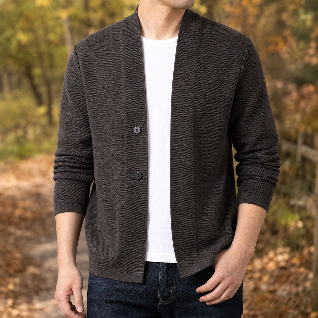 Marco V-Neck Cardigan - Gray Coffee
