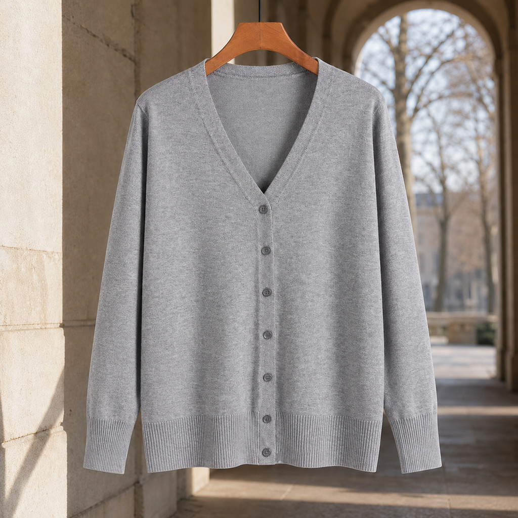 Mara V Neck Cardigan - Gray
