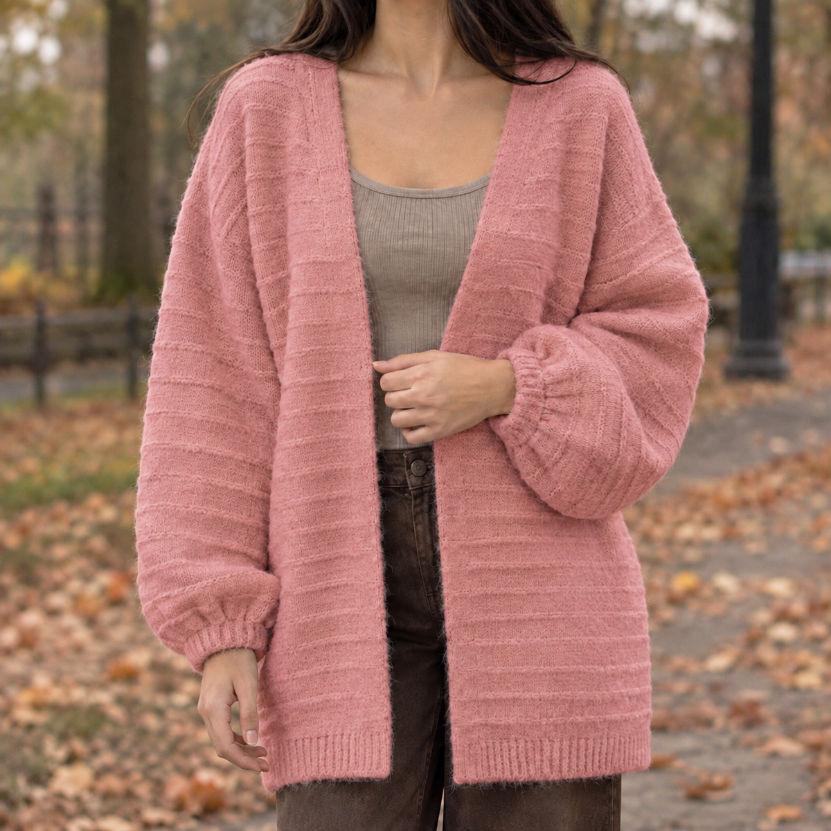 Lorelai Balloon Sleeve Cardigan - Pink