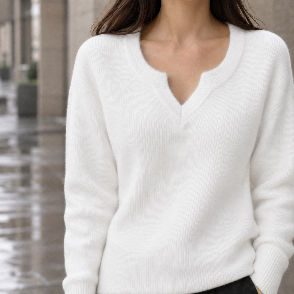 Melisande V-Neck Top - White