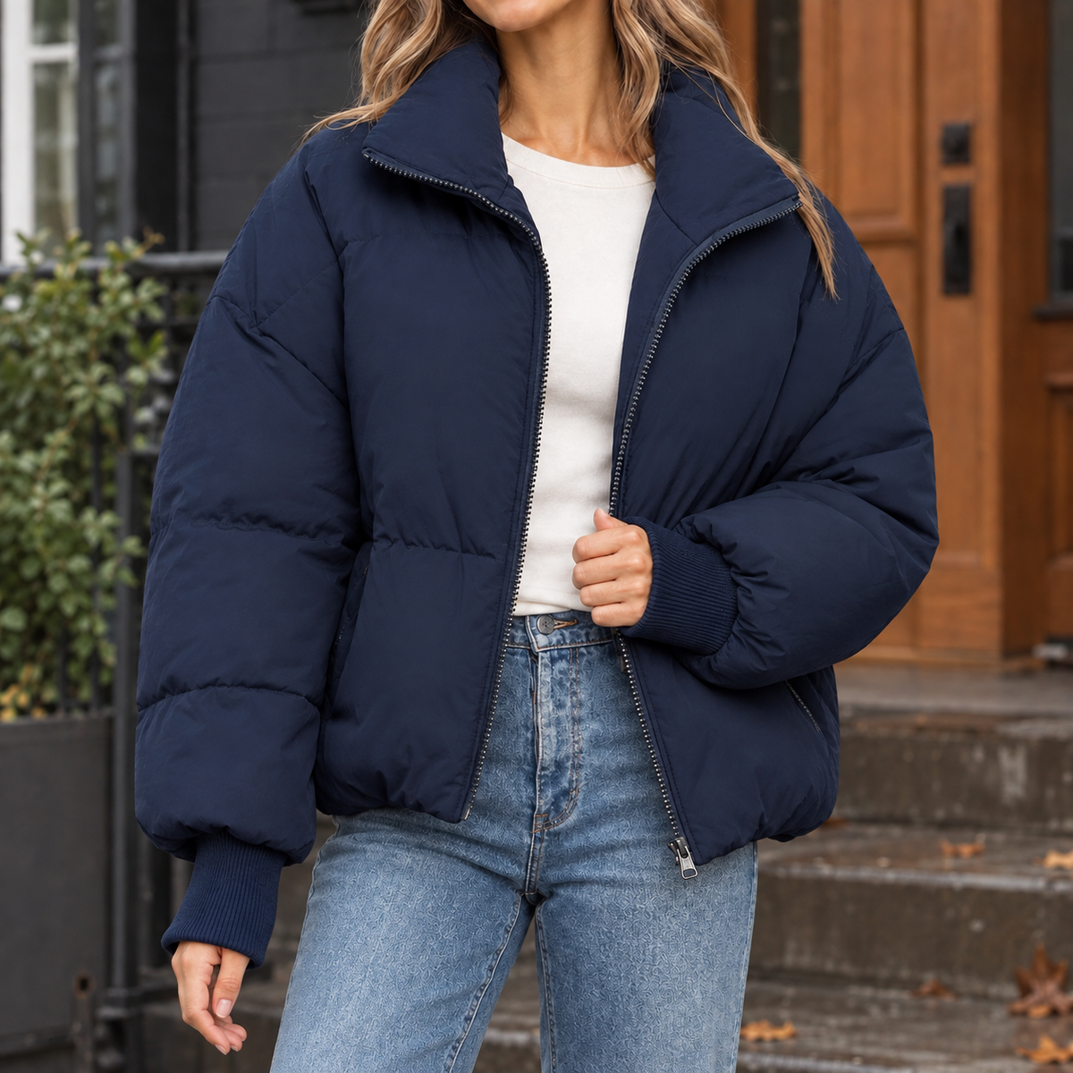 Elodie Puffer Jacket - Navy Blue