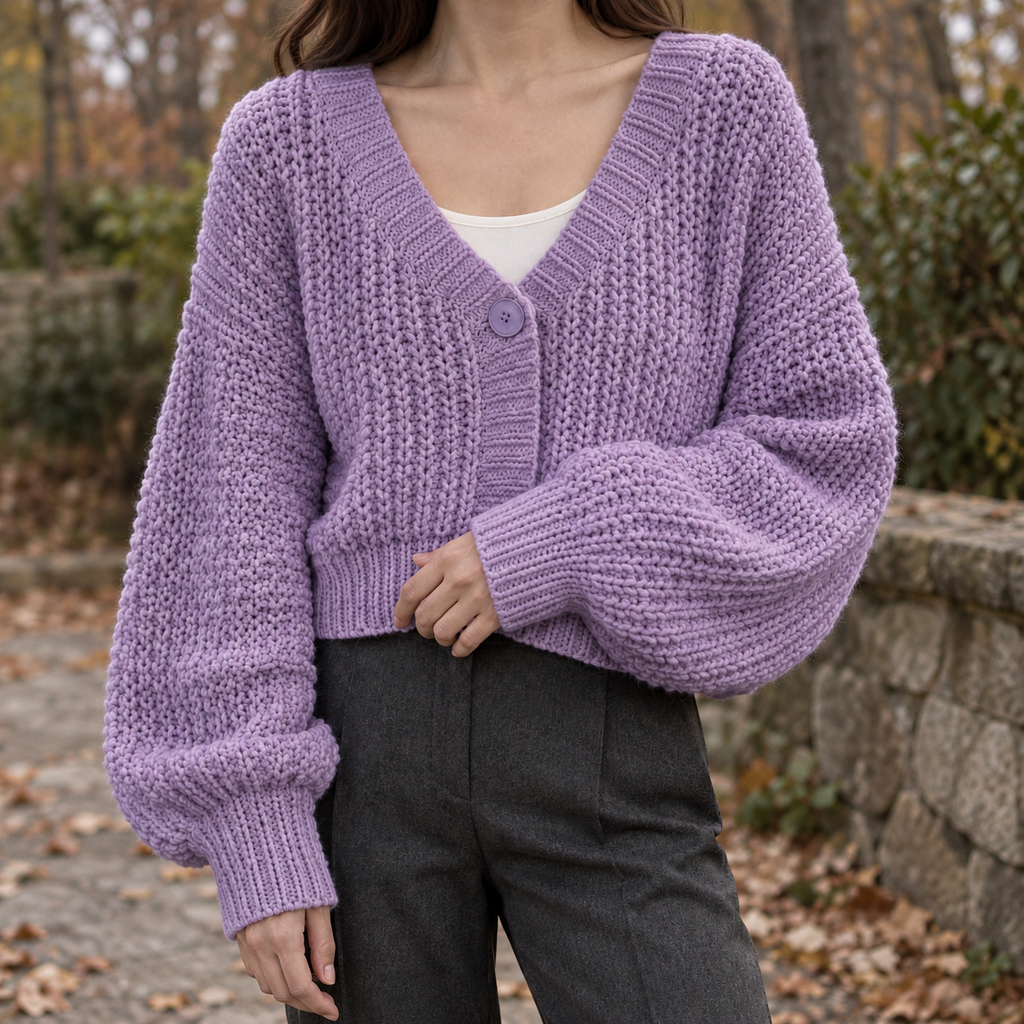 Yolande Chunky Cardigan - Purple