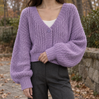 Yolande Chunky Cardigan - Purple