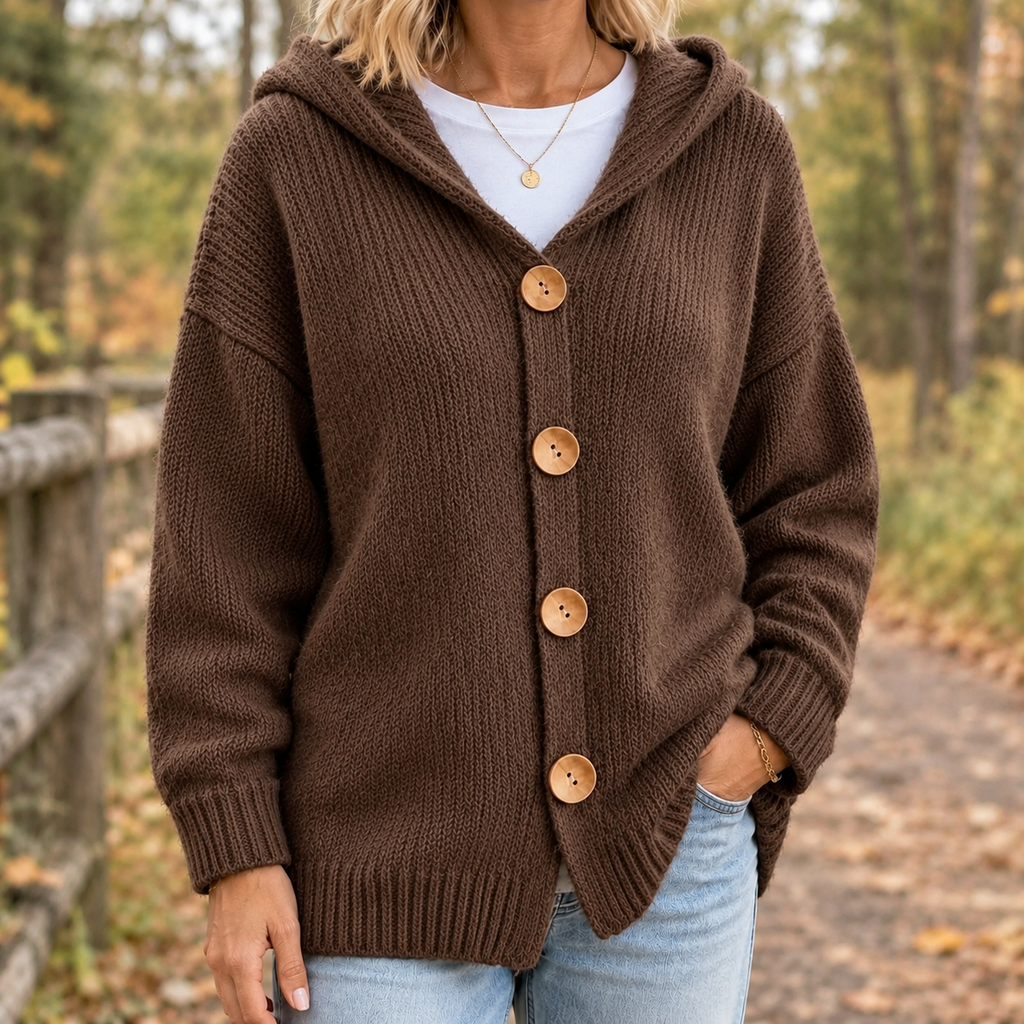 Bridget Hooded Cardigan - Brown