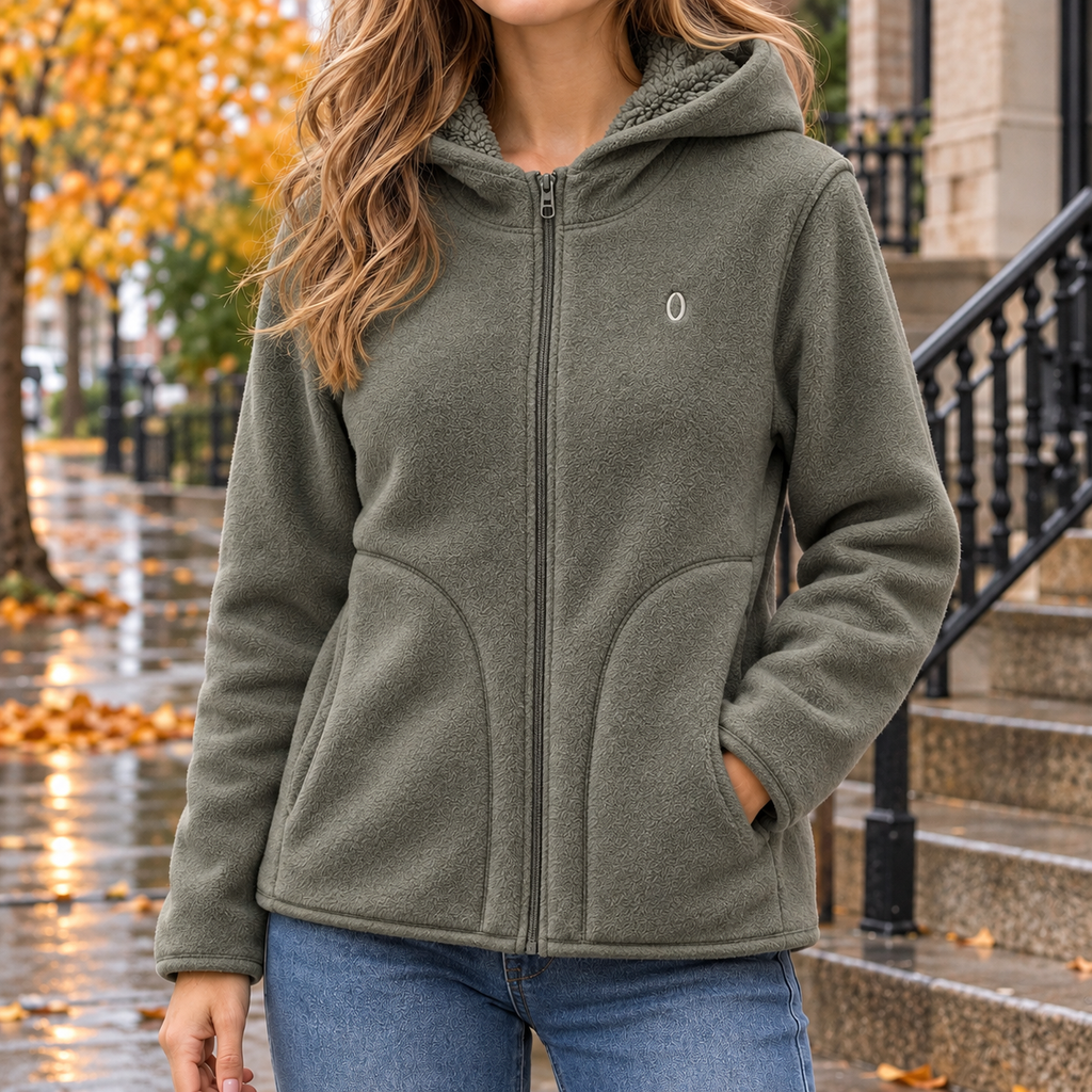 Alexia Hooded Fleece Jacket - Light Army Green
