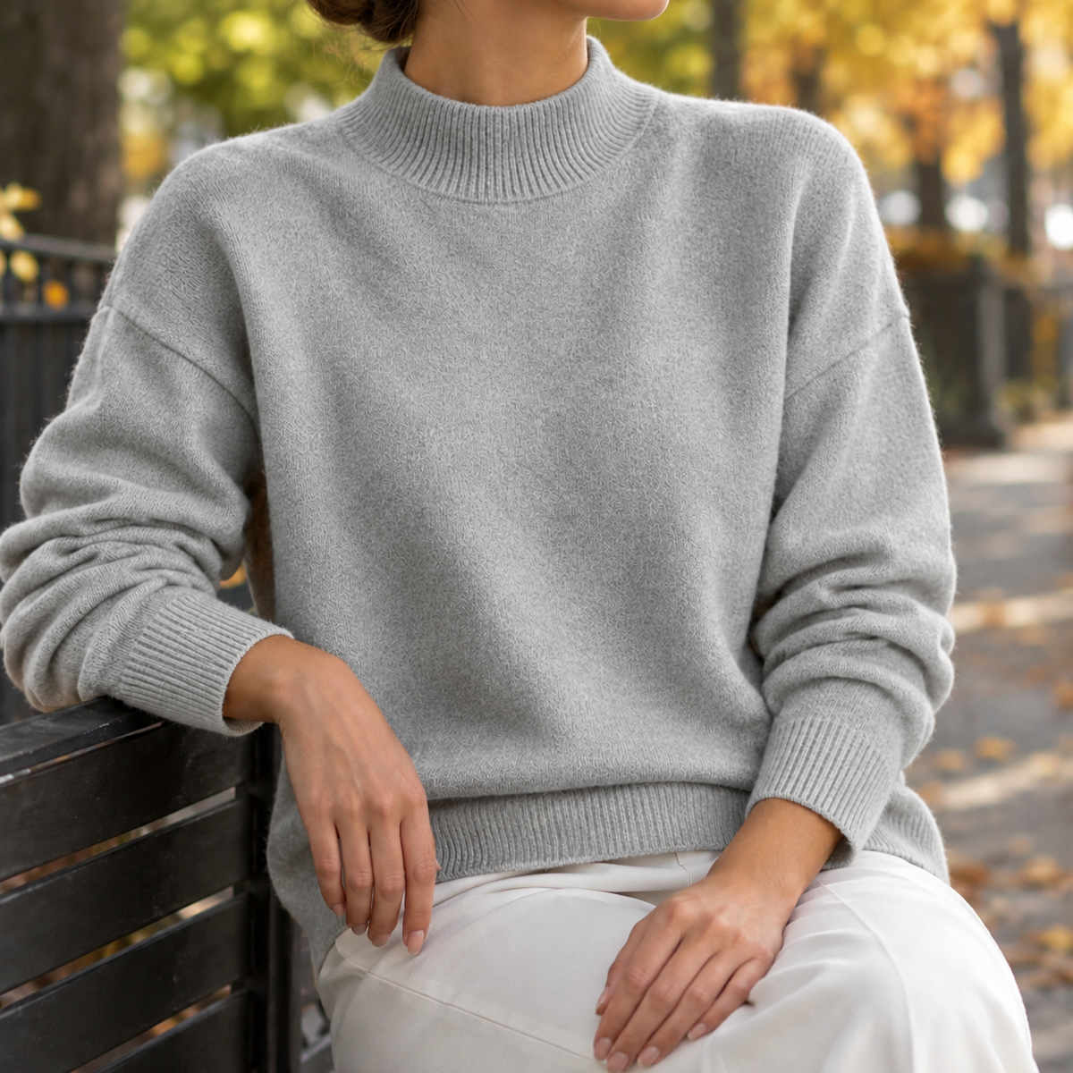 Natalia Mock Neck Sweater - Gray