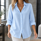 Daphne Linen Blend Shirt - Light Blue
