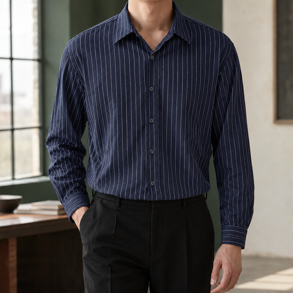 Ilario Striped Shirt - Blue