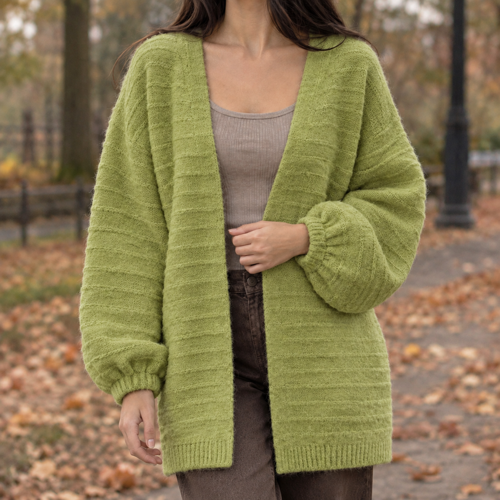 Lorelai Balloon Sleeve Cardigan - Green