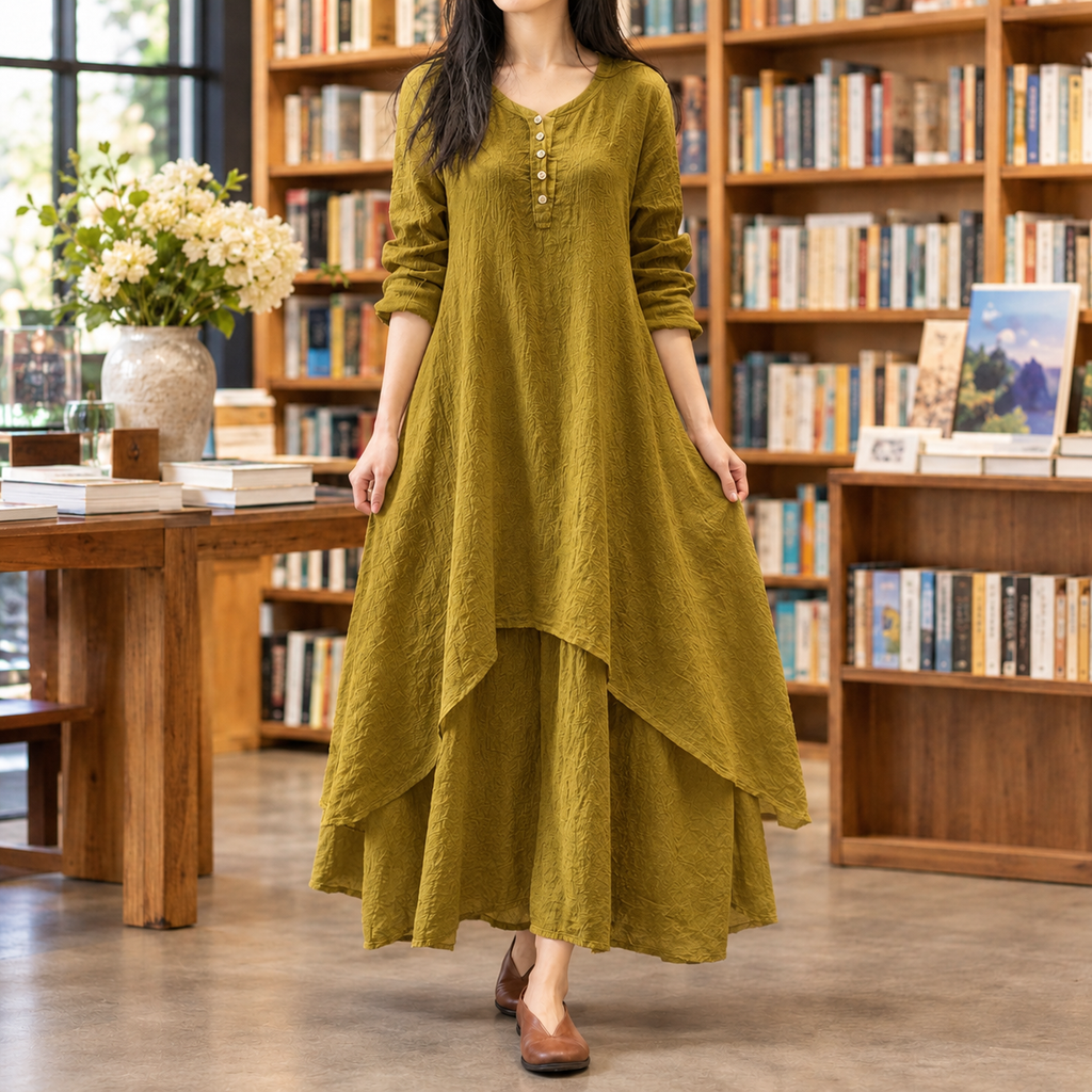 Ada Layered Maxi Dress - Ginger Yellow