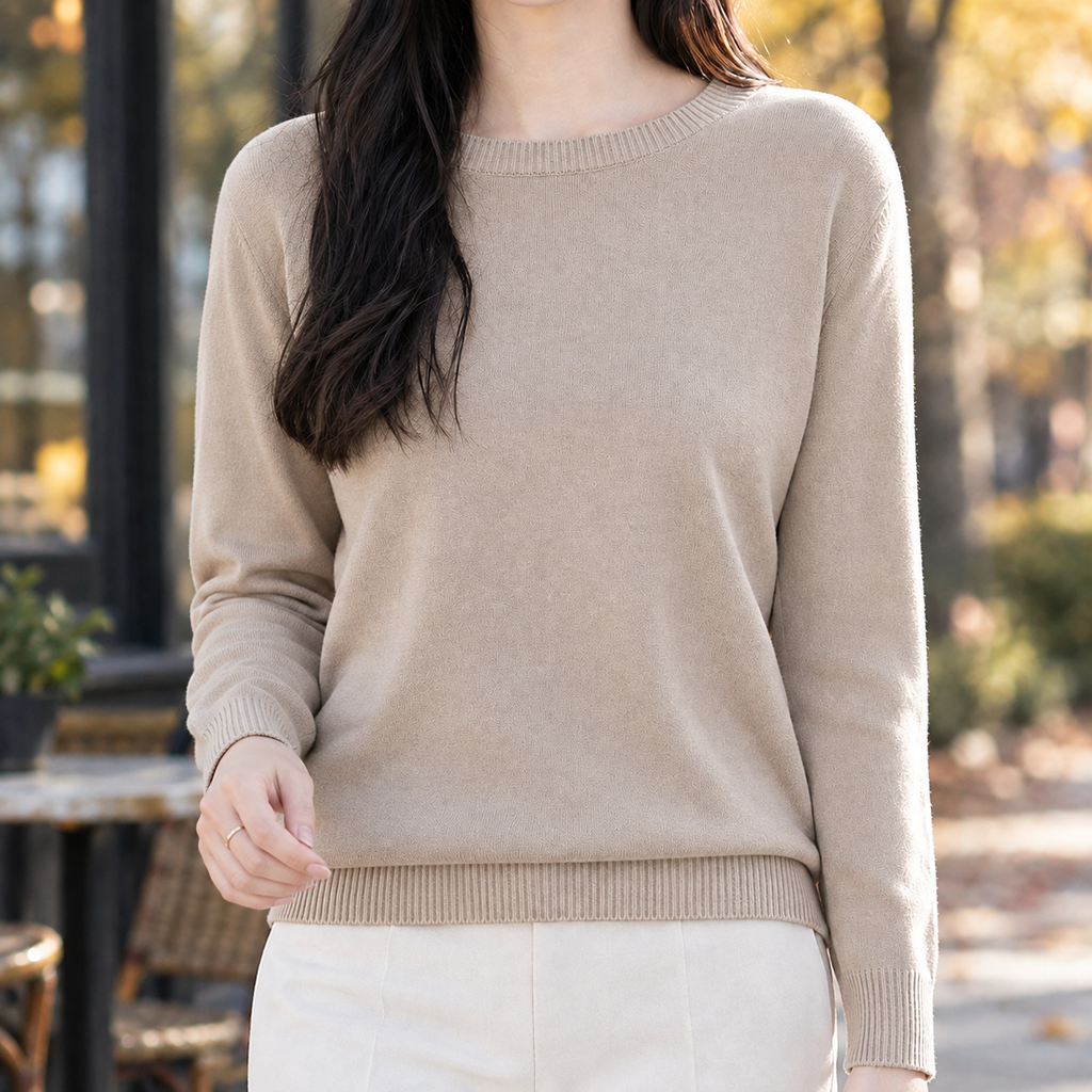 Aurelia Crew Neck Sweater - Light Camel