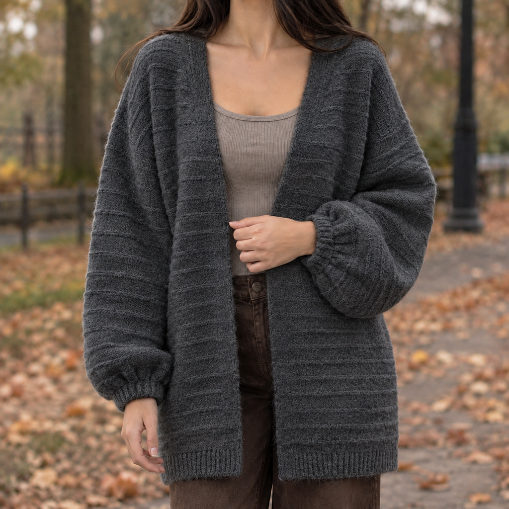 Lorelai Balloon Sleeve Cardigan - Gray