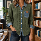 Amelie Cable Knit Cardigan - Army Green